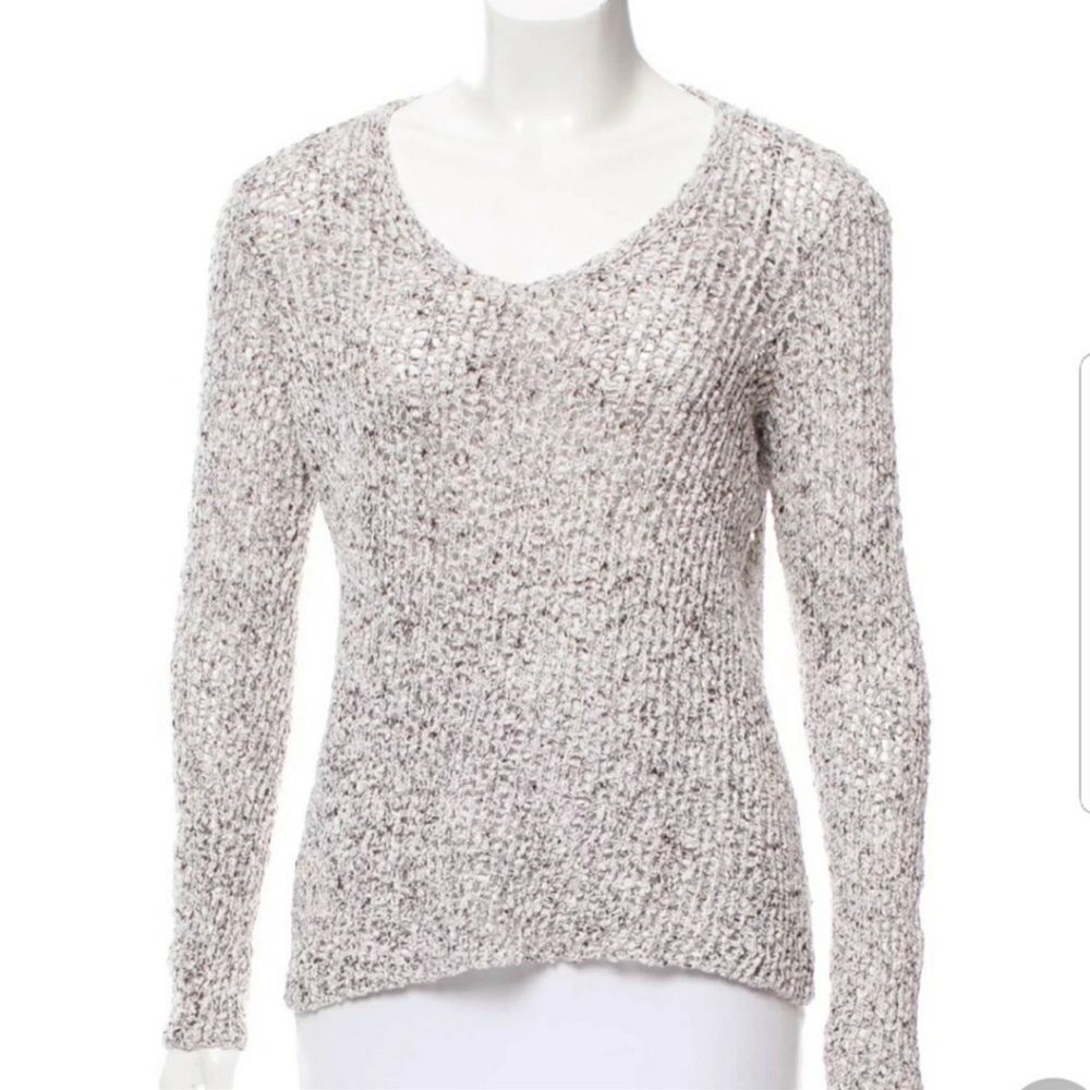 🤍 Eileen Fisher 🤍 knit sweater gray white marble mesh size S cotton